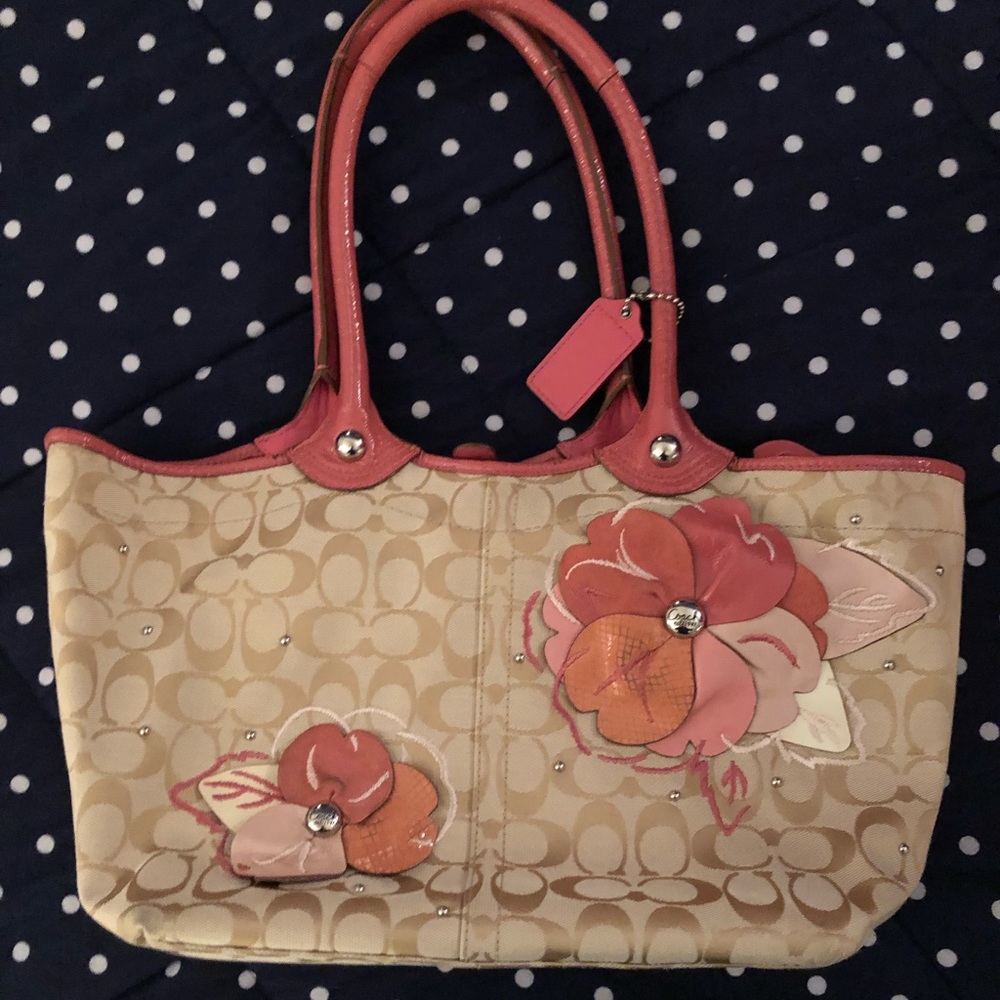 Pink floral Coach Purse